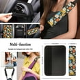 thumbnail image 4 of Yuyamidu Colorful Hippie Flowers Car Seat Cover Full Set of 13 Floral Steering Wheel Cover Seat Belt Cover Coaster Center Console Cover Lipstick Holder Key Chain Auto Interior Sets, 4 of 6