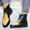 Yellow, variant on UTTOASFAY Boots for Women, Women'S Winter Chunky Flat Leather Patchwork Front Iace Up Patchwork Boots