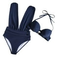 thumbnail image 4 of EYNMVR Womens Halter 2 Piece Push Up Swimsuit High Waisted Tummy Control High Cut Bikini Ruched Suspenders, 4 of 8
