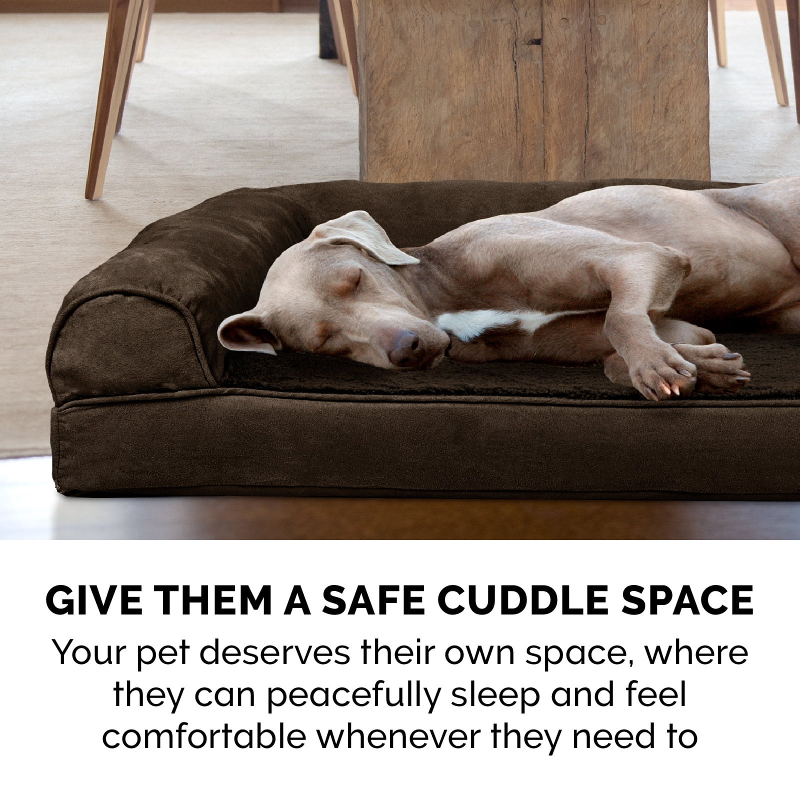FurHaven Plush & Suede Orthopedic Sofa Pet Bed, Espresso, Jumbo Plus, 1 Count