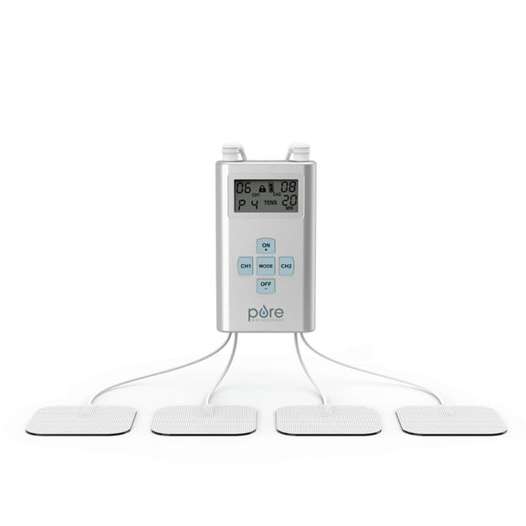 Pure Enrichment PurePulse Pro Advanced Dual Channel TENS Electronic Pulse Stimulator, LCD Screen, 8 Therapy Modes, & 25 Pulse Settings - 3 AAA Batteries, 4 Reusable Electrode Pads, & Storage Bag