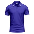 thumbnail image 4 of Mens Polo Shirts Short Sleeve Dual Tipped Collar T-Shirt Cotton Pique Buttons Classic Fit Casual Golf Shirts Royal Blue 3XL, 4 of 9