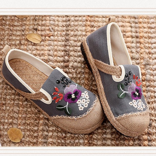 Zapatos planos de algodón con bordado a mano a juego de colores para mujer Wmkox8yii FOPL1151
