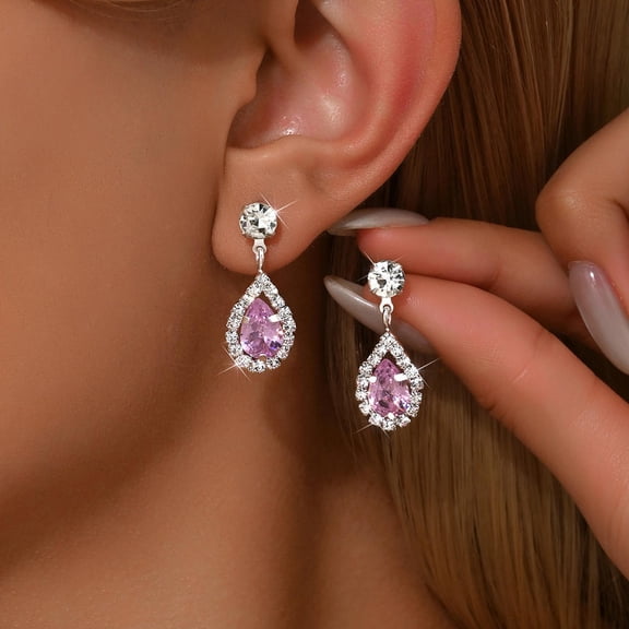 3PCS Women's Jewelry Set Waterdrop Rhinestone Pendant Full Crystal Silver Necklace Earrings Wedding Party Bride Jewelry Accessories