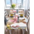 thumbnail image 3 of Easter Bunny Eggs Rectangle Tablecloth, Spring Tulips Rustic Rabbits Colorful Plaid Waterproof & StainResistant Tablecloth, Washable Oil-proof Table Cover for Dining/Party/Wedding/Buffet 52x70 In, 3 of 9