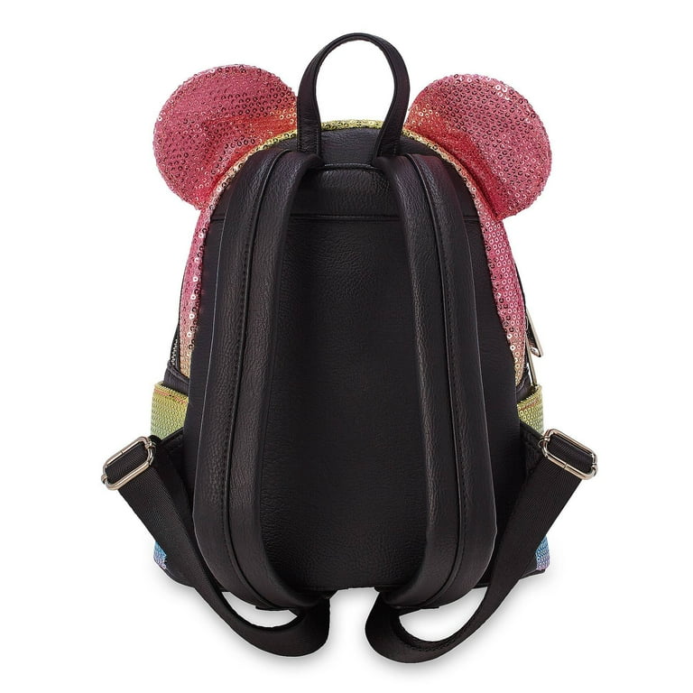 Disney Parks Minnie Mouse Sequined Mini Backpack With Bow Rainbow