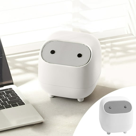 Latrodar Modern Plastic Trash Can With Lid Wastebasket For Bathroom Vanity, Desktop, Budget-Friendly eup Sponges, Tissues White 7x7 Inch Home Stuff