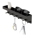 thumbnail image 1 of Decorative Wall Mounted Mail Organizer and Key Holder with Tray - 6 Stainless Steel Key Hooks for Hallway Kitchen (Black), 1 of 5