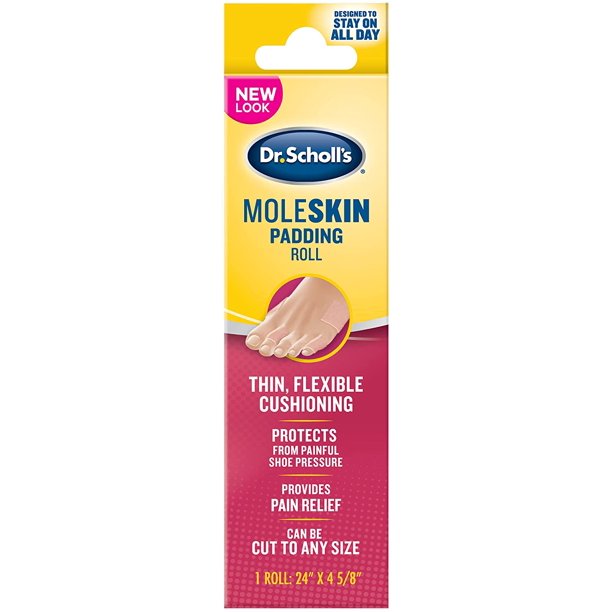 Dr. Scholl’s Moleskin Plus Padding Roll (24" x 4 5/8") / AllDay Pain Relief and Protection from