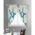 thumbnail image 3 of Teal Coastal Starfish Swag Valances for Windows, Vintage Summer Beach Nautical Coral Rod Pocket Sheer Valances for Windows, Swag Toppers Light Filtering for Kitchen Living Room 2 Panels 36''x63'', 3 of 6