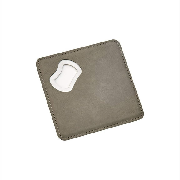 Contemporary Home Living 4" x 4" Fossil Gray Leatherette Coaster and Opener