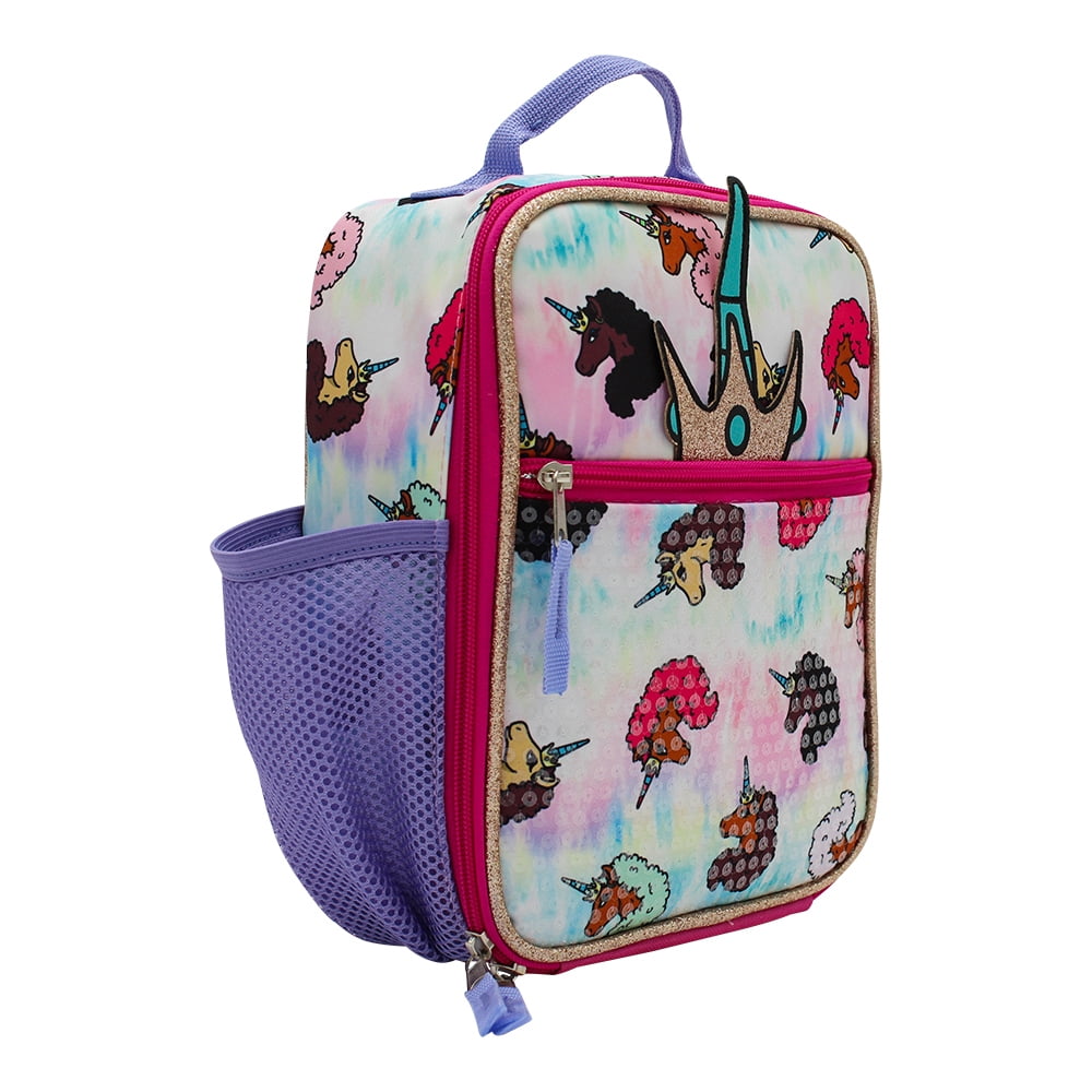 Afro Unicorn Sparkle Reusable Rectangle Lunch Bag - Walmart.com