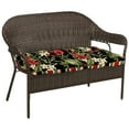 thumbnail image 3 of Jordan Manufacturing 44" x 18" Capulet Rojo Black Floral and Killian Rojo Multicolor Stripe Reversible Rectangular Tufted Contoured Outdoor Wicker Settee Bench Cushion, 3 of 12