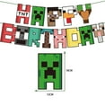 thumbnail image 2 of Ourlova 58pcs Minecraft Balloons Happy Birthday Banner Cake Topper Set Party Decorations Supplies, 2 of 8