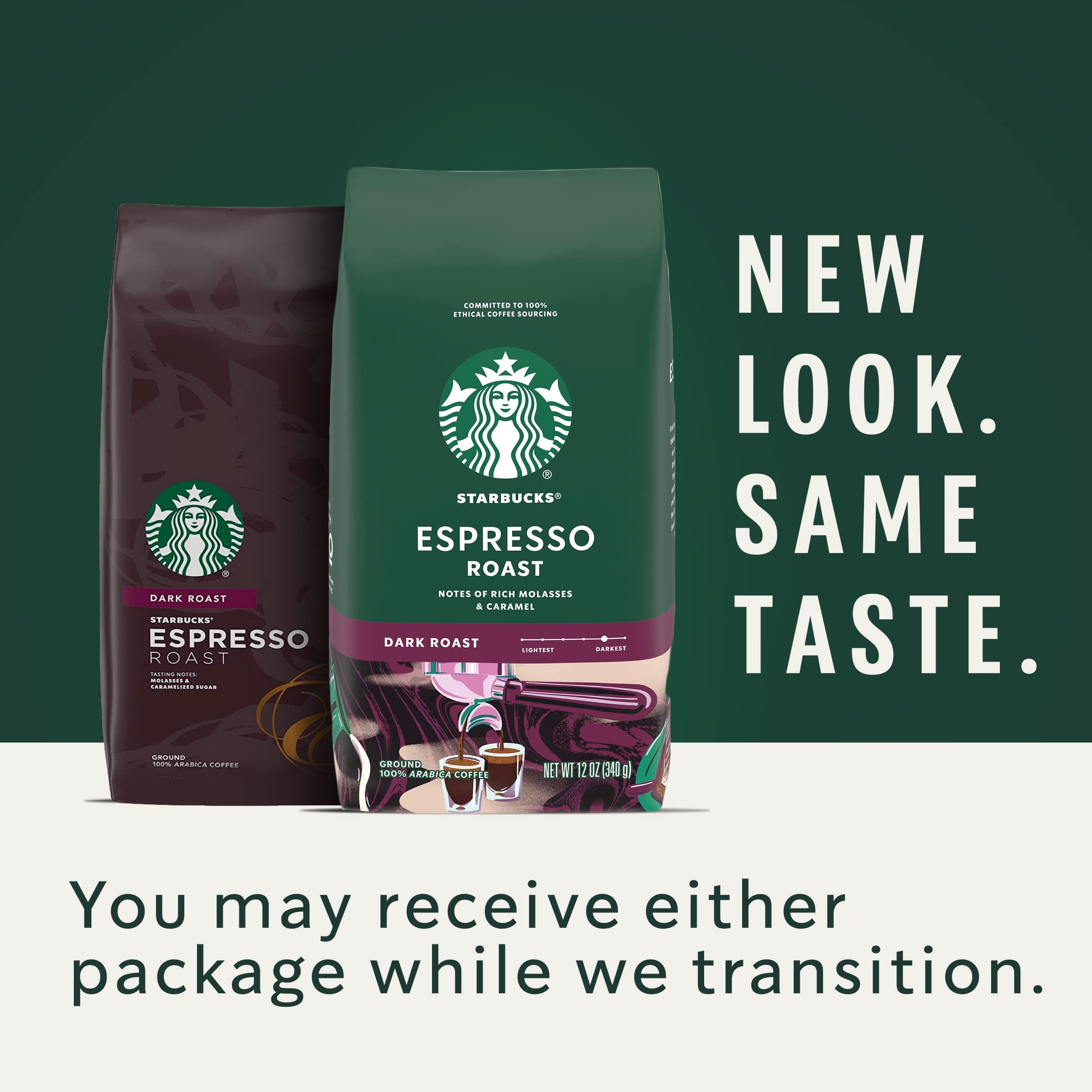 Starbucks Dark Roast Whole Bean Coffee — Espresso — 100% Arabica— 6 Bags (18 Oz. Each)