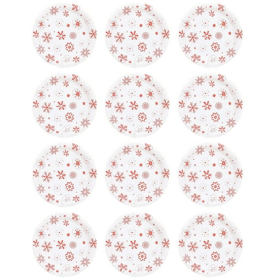 SOPOTUTU Christmas Snowflake Paper Plates, Round Disposable Party Plates, 12 Count, Holiday Tableware
