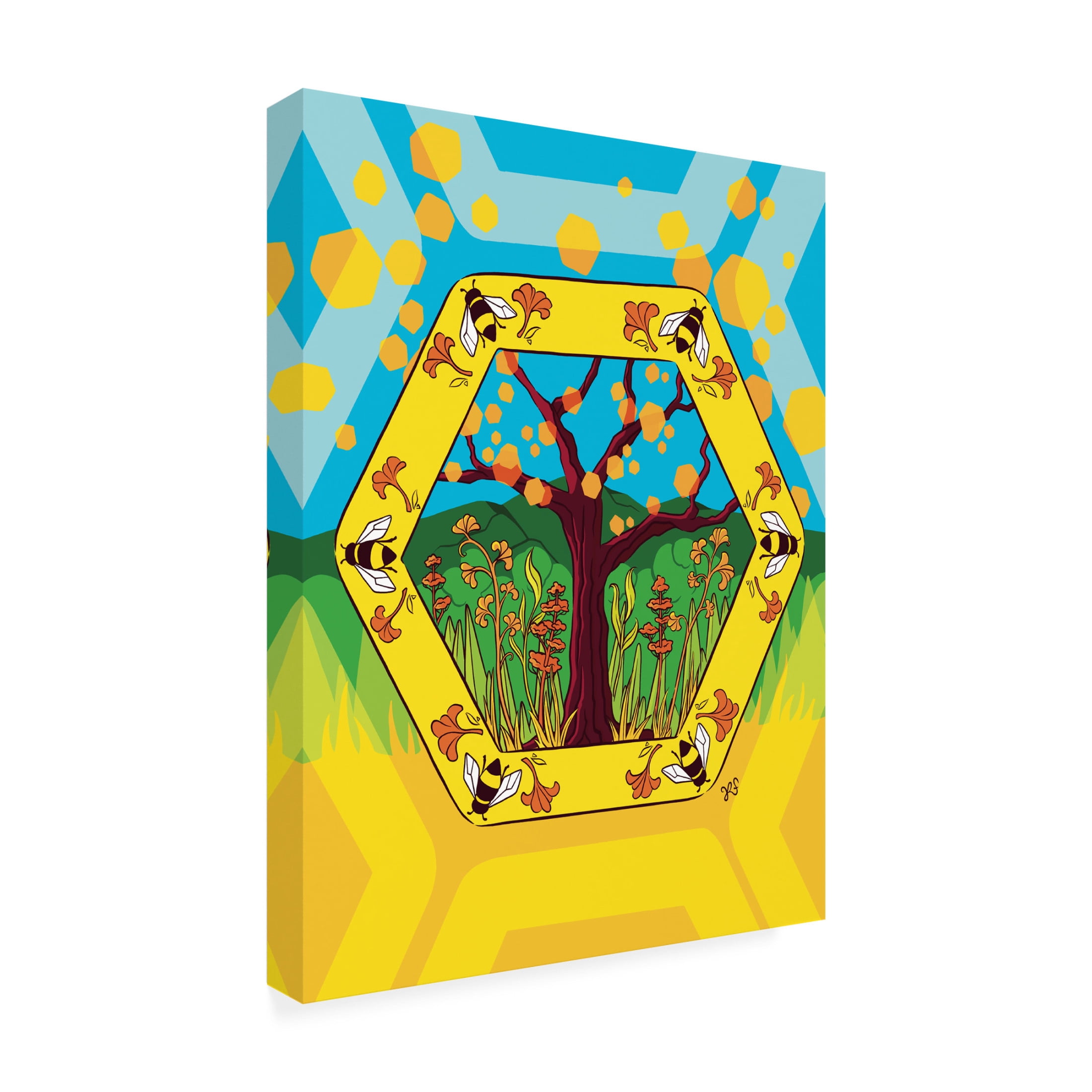 Canvas Wall Art - Rachel Feirman 'Plant a Tree Save a Bee' Wall Art for Living Room, Bedroom, or Office Décor by Trademark Fine Art - 18 x 24 Inches