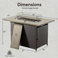 thumbnail image 3 of Gymojoy Brown 41 in. 50000 BTU Rectangular Wicker and Metal Propane Outdoor Dining Fire Pit Table with Glass Wind Guard Lid,Lava Rocks, 3 of 8
