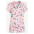thumbnail image 3 of Joyspun Women's Ruffled Pajama Top and Shorts Set, 2-Piece, Sizes S to 3X, 3 of 5