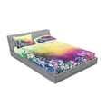 thumbnail image 2 of Ambesonne Floral Fitted Sheet & Pillow Sham Set, Spring Flowers Ivy Art, Full, Purple Yellow Multicolor, 2 of 2