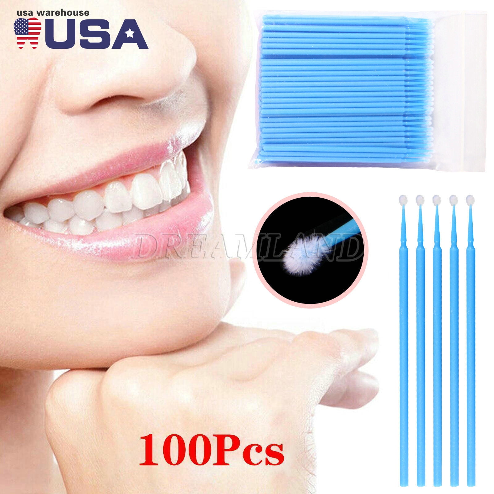100 Pcs Dental Microbrush Micro Brush Applicator Tips (Regular, Fine