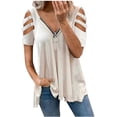 thumbnail image 3 of Women's V-Neck Plus Size T-Shirt Leopard Loose Tee Short Seleve Blouses Tops, 3 of 8
