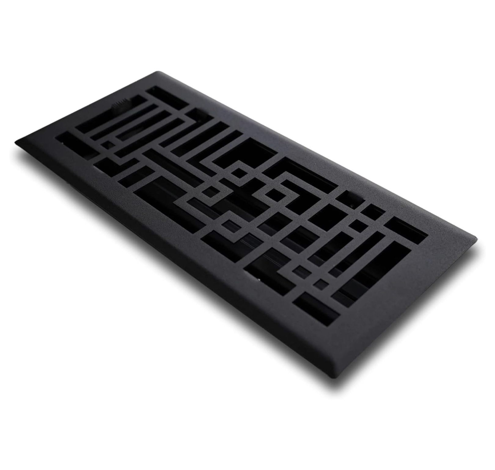Capitman Art Deco Style Vent Cover, Solid Cast Steel Interior, Controls Air Flow, 6 x 10 inches (Overall Face: 7.25 x 15.5 inches), Black
