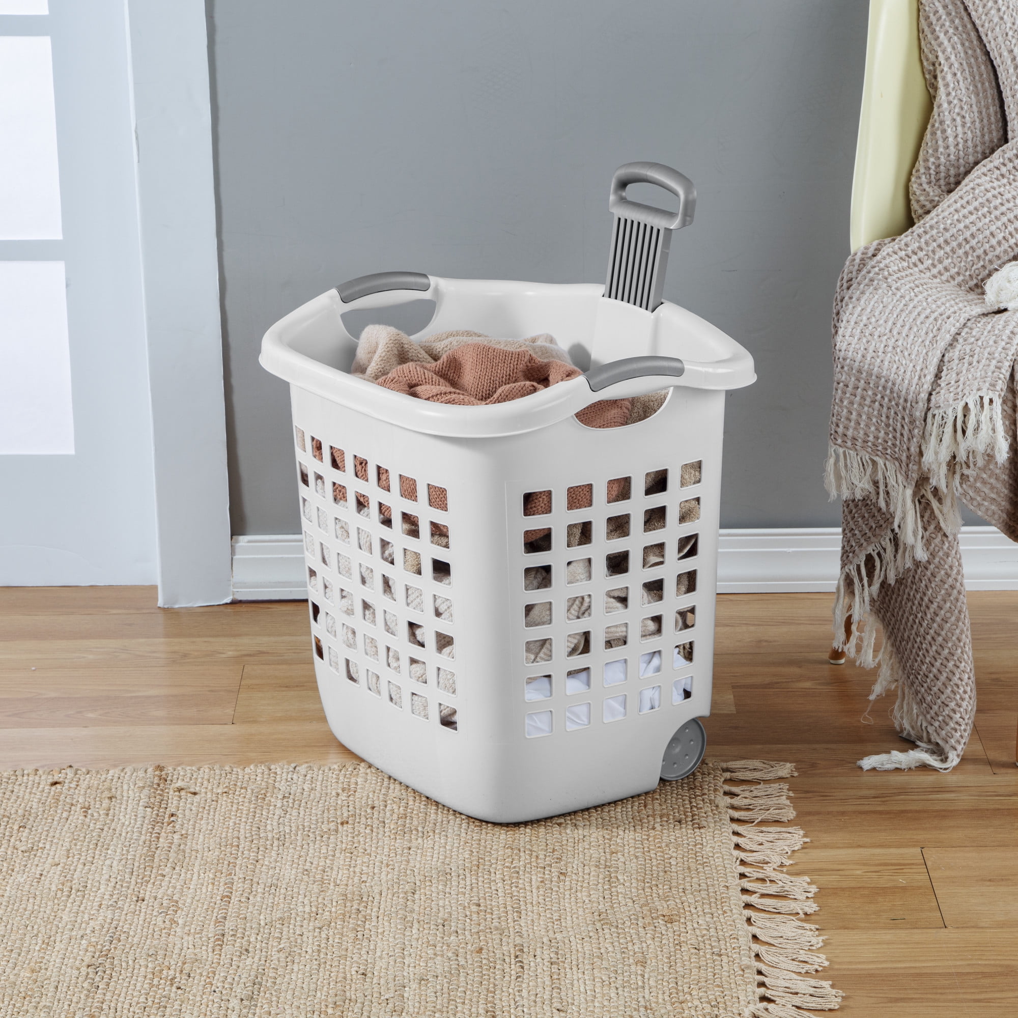 Sterilite White Wheeled 62L Hamper