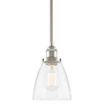 Kira Home Porter 8" Vintage Industrial Pendant Light Mini Glass Shade, Dimmable, Adjustable Height, Brushed Nickel