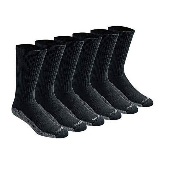 Dickies Men's Dri-tech Moisture Control Crew Socks Multipack, Black (6 Pairs), Shoe Size: 12-15