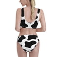 thumbnail image 3 of Daiia Cow Print Black White printed 2 piece Swimsuit Bikinis for Women High Waisted Racerback Bathing Suits Summer Tummy Control Scoop Neck Swimwear-X-Large, 3 of 8