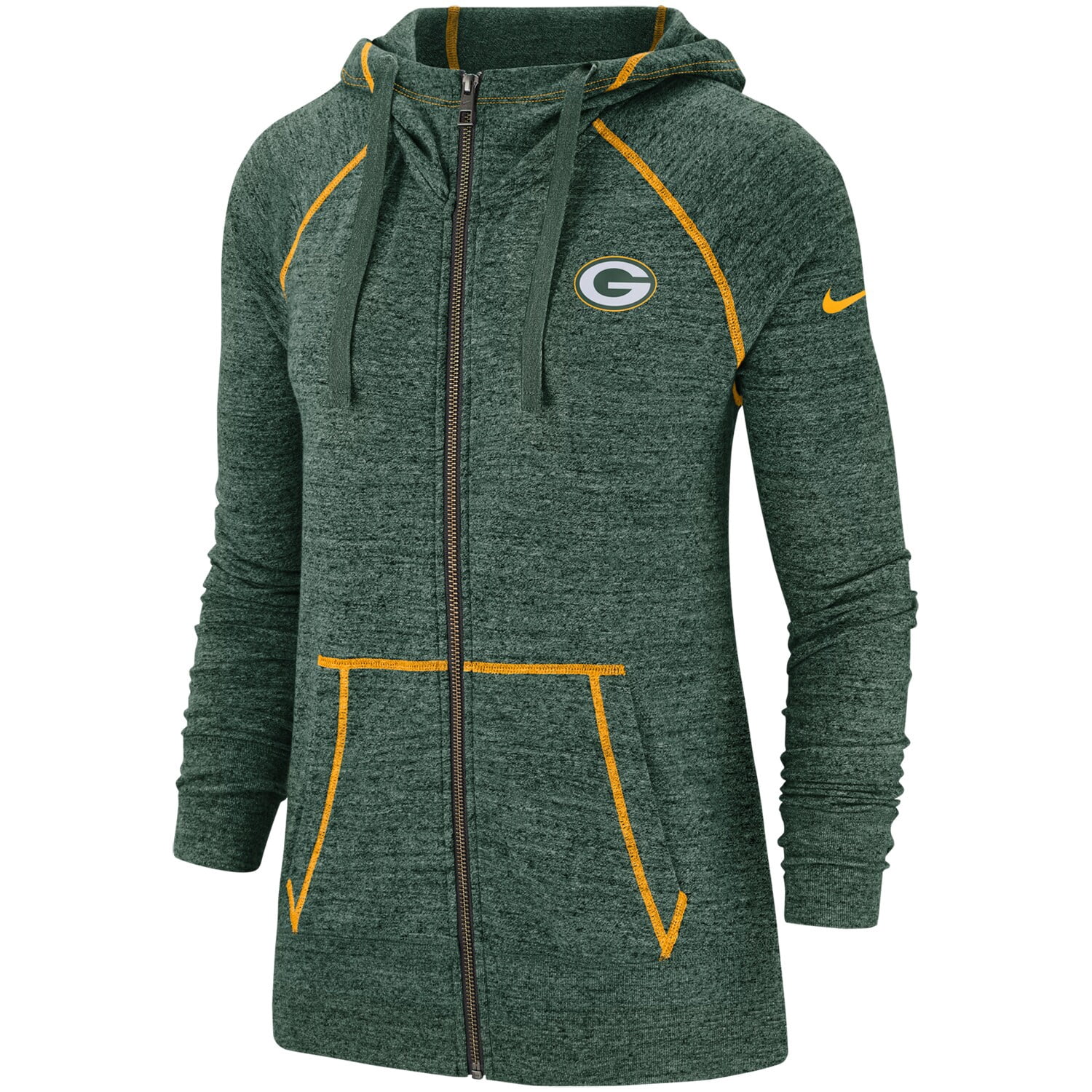 Green Bay Packers Nike Women S Gym Vintage Raglan Full Zip Hoodie Heathered Green Walmart Com Walmart Com