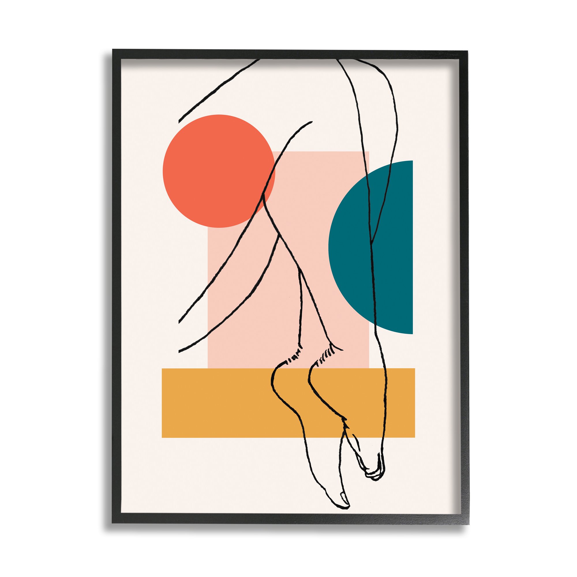 Stupell Industries Abstract Legs over Bold Geometric Blocked Shapes Novelty Painting Black Framed Art Print Wall Art 11 x 14