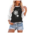 thumbnail image 1 of Pompotops Ladies' O-Neck Casual Printed Color-Blocking Three-Quarter Sleeve Blouse, 1 of 4