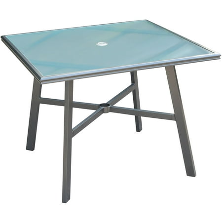 Hanover All-Weather Commercial-Grade Aluminum 38 Square Glass-Top Dining Table