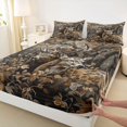 thumbnail image 4 of Castle Fairy Teens Watercolor Bear Deer Bed Sheets 4-Piece,Jungle Autumn Branches Leaves Full Size Sheets,Taupe Brown Cream,1 Fitted Sheet, 1 Flat Sheet and 2 Pillowcases, 4 of 6