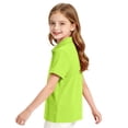 thumbnail image 6 of Girls Short Sleeve Pique Polo Shirt Preschool Shirt Matching Ribbed Collar Banded Sleeves Three-button Placket Uniform Fluorescent Green 120, 6 of 7