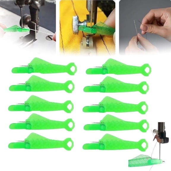 Sewing Machine Needle Threader, 10 Pack Fish Type Automatic Threader Tool for Hand Sewing, Quick DIY Needle Threading Aid for Crafters, Low Vision
