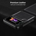 thumbnail image 4 of Case for Samsung Galaxy Z Flip 4 5G (2022) Genuine Leather Back Cover Hard PC Protective Shell Slim Fit Phone Case for Galaxy Z Flip4 - Black, 4 of 7