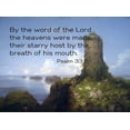 thumbnail image 2 of ArtsyQuotes 18x14 Black Ornate Wood Framed with Double Matting Museum Art Print Titled - Bible Verse Quote Psalm 33:6, Thomas Cole - Italian Coast Scene with Ruined Tower, 2 of 4