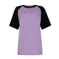 thumbnail image 3 of fatyb T Shirts for Women Short Sleeve Crew Neck Summer Basic Tee Color Block Casual Womens Loose Tops, 3 of 5
