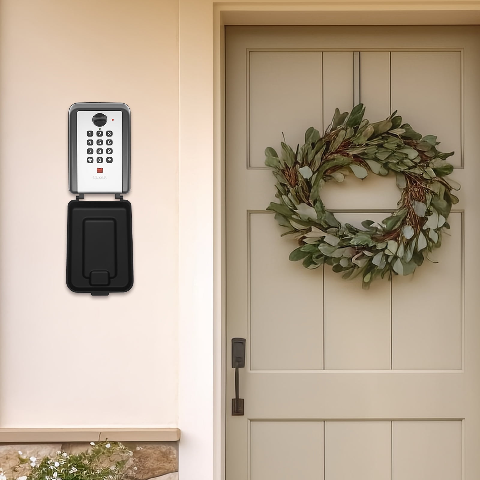 Key Lock Box Wall Mounted Key Storage Box Outdoor Security Lockbox for Key 12 Digit Combination Code Large Capacity & Waterproof Key Lock Box for Home, Office, Garage