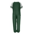 thumbnail image 7 of XIAONU Womens Pajamas Set Casual Color Block Short Sleeve Top And Elastic High Waist Drawsting Long Pants Sleepwear Loungewear Set, 7 of 7