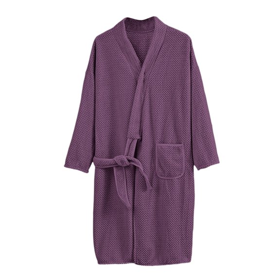 JGGSPWM Womens Fleece Thick Nightgown with Pocket Plush Cozy Warm Bathrobes Long Sleeve Lace Up Sleepwear Fashion Loungewear Purple Free Size