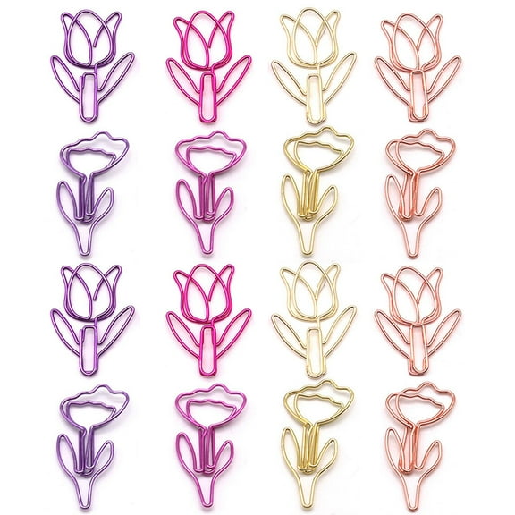 Flower Shaped Paper Clips 100-Pack for Office & Home Assorted Designs