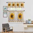 thumbnail image 4 of Kitchen Window Curtains Valance and Tier Set, Watercolor Sunflower Berry on Wood Rod Pocket Tier Curtain Valance Set, Farm Wooden Plank Light Filtering Cafe Curtains for Bedroom Living Room, 4 of 9