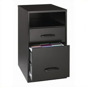 Scranton & Co 18" 2-Drawer Modern Metal Organizer Cabinet w/ Open Shelf in Black