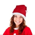 thumbnail image 3 of Elcoho 24 Pack Santa Red Hat Short Plush with White Cuffs Non-woven Fabric Christmas Hat Santa Hat for Adults, 3 of 5