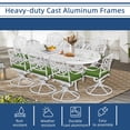 thumbnail image 6 of 9-Piece Patio Cast Aluminum Dining Set, Outdoor Dining Furniture Set for 8 Person, includes 84" Oval Table and 8 Swivel Dining Chairs with Umbrella Hole for Patio Deck Garden, White/Green, 6 of 8
