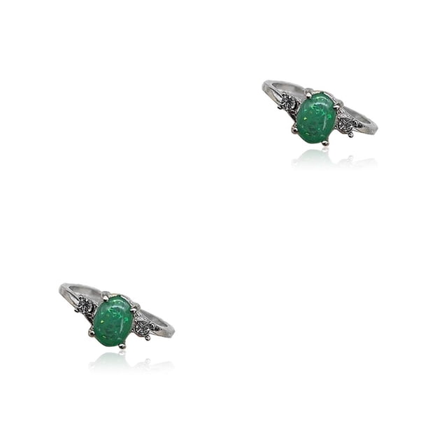 Anillo de plata Sonducket para mujer con diamantes de imitación Verde Tamaño 8